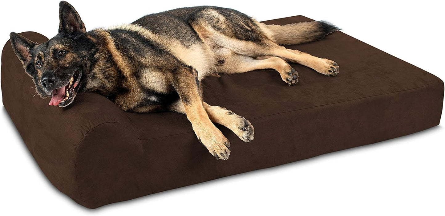 7" Pillow Top Orthopedic Dog Bed for Large and Extra Large Breed Dogs (Headrest Edition)