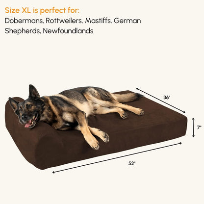 7" Pillow Top Orthopedic Dog Bed for Large and Extra Large Breed Dogs (Headrest Edition)