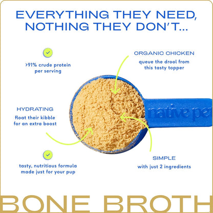 Bone Broth for Dogs and Cats – Dog Bone Broth Powder for Dog Food Topper for Picky Eaters – Cat and Dog Broth - Dog Gravy Topper for Dry Food – Chicken Broth for Dogs and Cast – 11.5 Oz