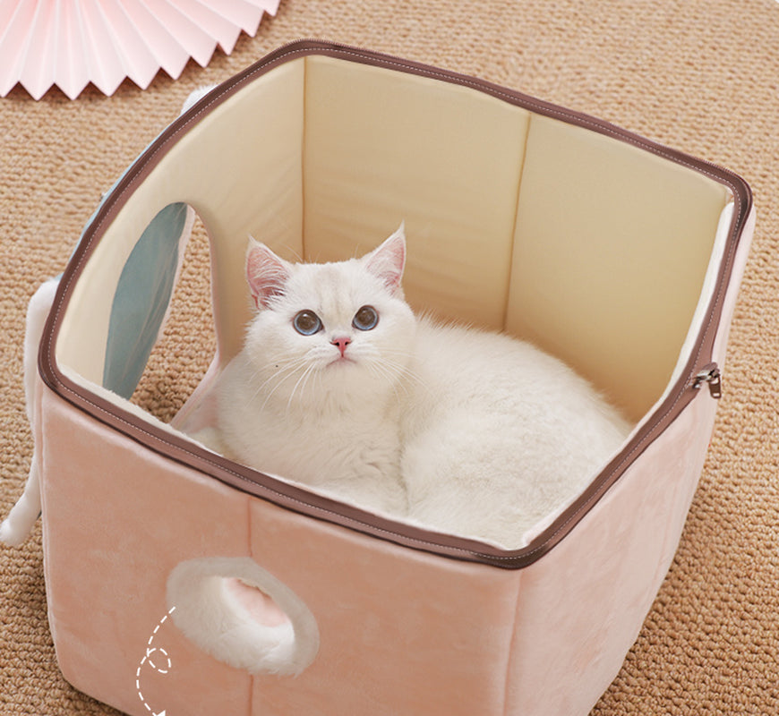 Cozy Enclosed Cat Villa - Removable & Washable Cat Bed for Ultimate Comfort