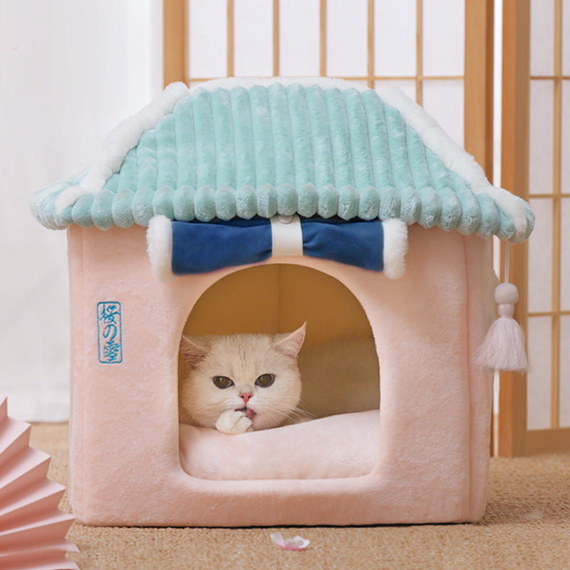 Cozy Enclosed Cat Villa - Removable & Washable Cat Bed for Ultimate Comfort